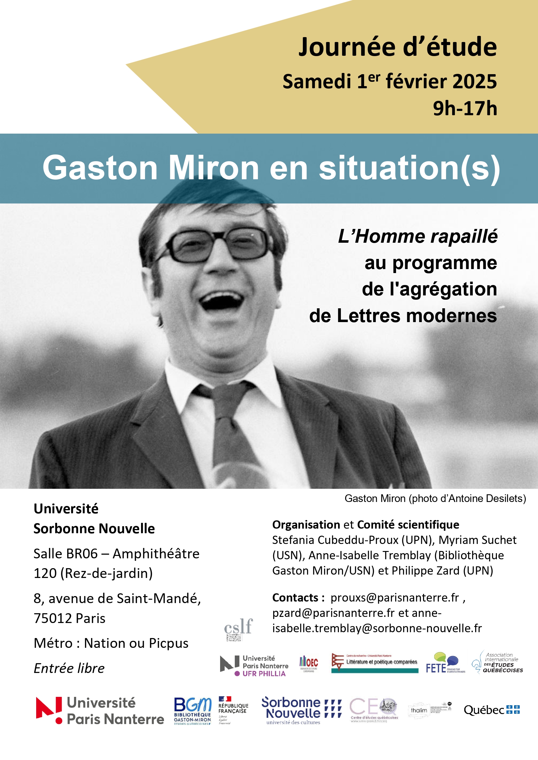 Affiche Gaston Miron en situation(s)